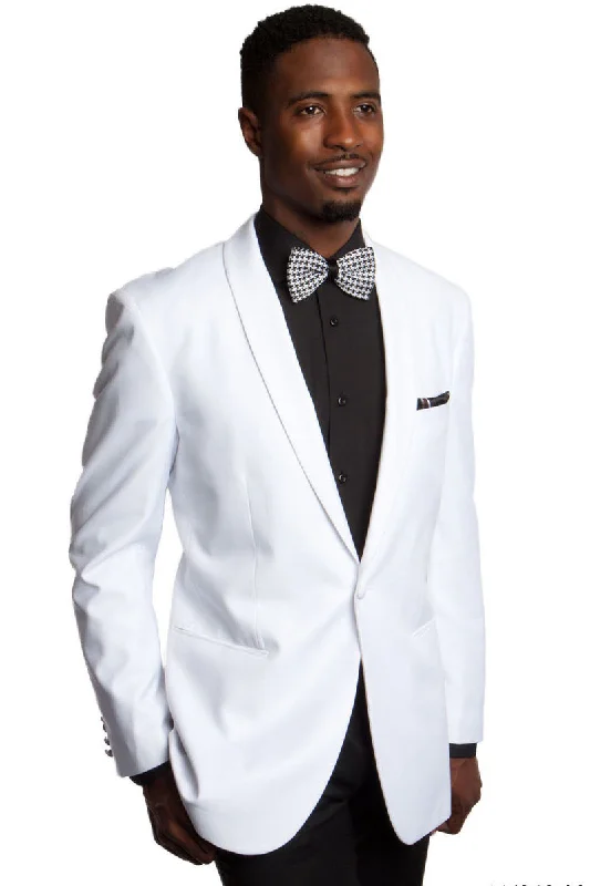 Men's One Button Shawl Dinner Jacket in White Adventure Adventure