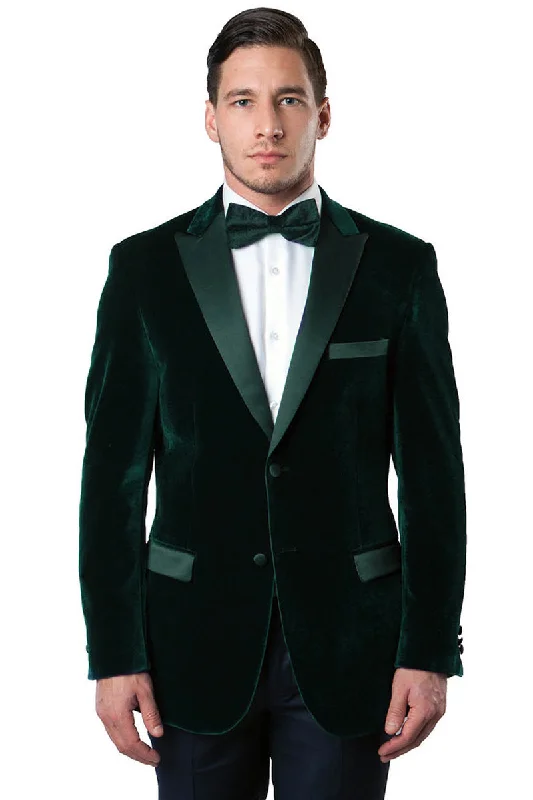 Men's Two Button Velvet Tuxedo Dinner Jacket in Hunter Green Bold Men's Animal Bold Men's Animal