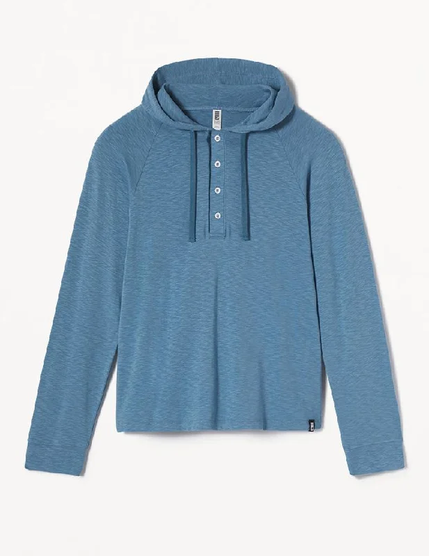 Low Tide Henley Hoodie: Denim Blue Bohemian Men's Free Bohemian Men's Free