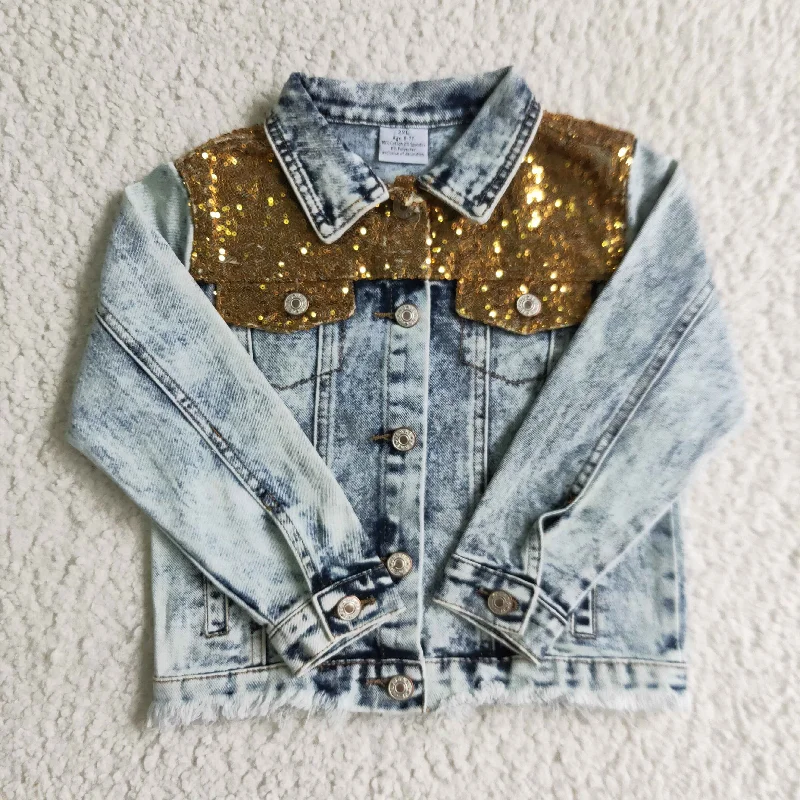 6 B12-10 Girls Sequin Denim Jacket Hip Men's Urban Hip Men's Urban