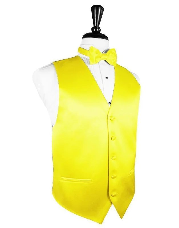 Lemon Luxury Satin Tuxedo Vest Laid Laid