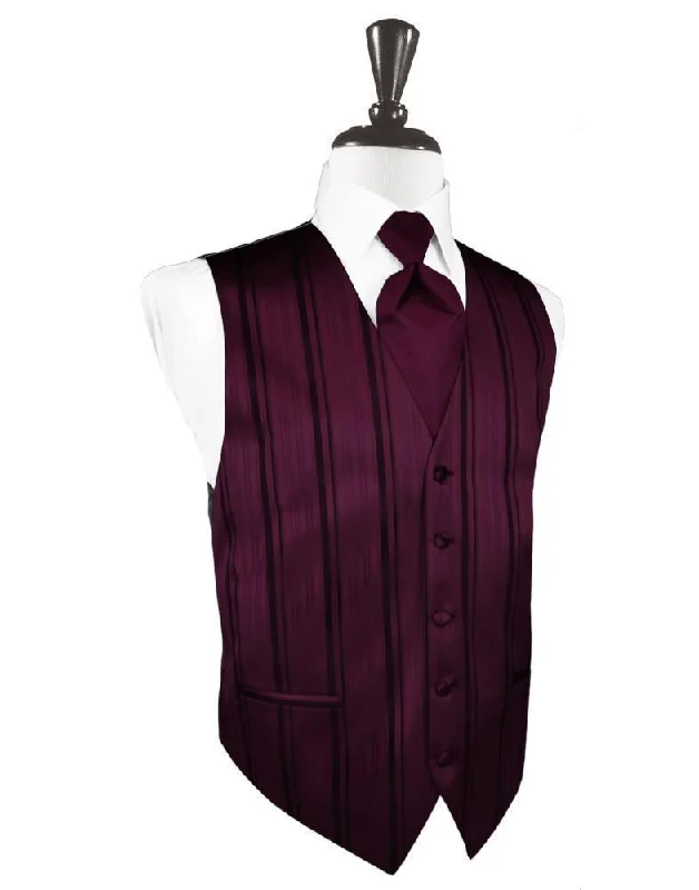 Wine Striped Satin Tuxedo Vest Trendy Men's Scandinavian Trendy Men's Scandinavian