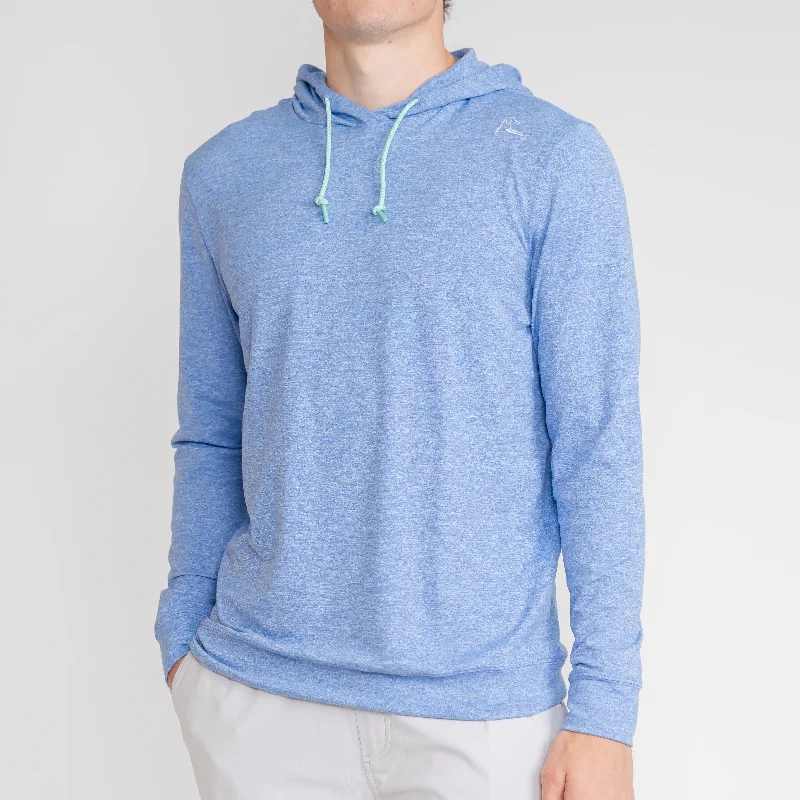 Hesi Performance Hoodie | Heather - Bunker Blue/White - Mint Green Sporty Men's Tennis Sporty Men's Tennis