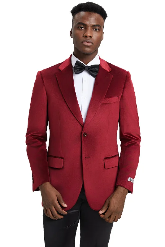 Men's Stacy Adams Modern Fit Velvet Blazer in Burgundy Polished Men's Satin Polished Men's Satin