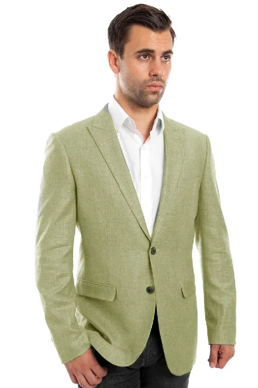 Men's Two Button Summer Linen Blazer in Mint Green Relaxed Men's Beach Relaxed Men's Beach