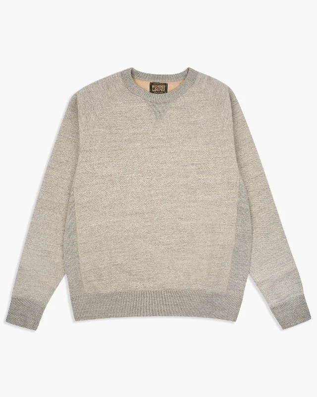 Wonder Looper Fleeced Foxfibre® Pullover Crew Neck - Heather Grey Earthy Men's Sustainable  Earthy Men's Sustainable 