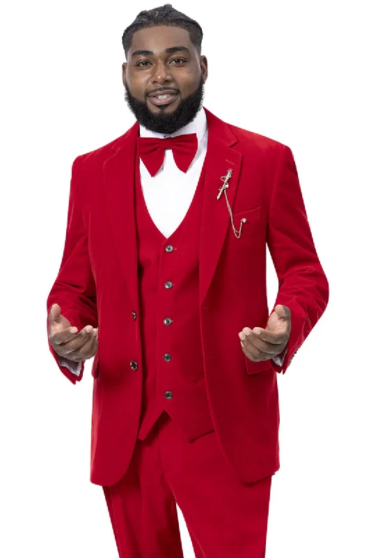 Mens Two Button Vested Velvet Suit in Red Refined Men's Classic  Refined Men's Classic 