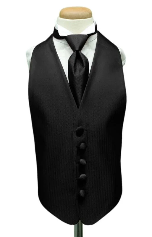 Black Herringbone Kids Tuxedo Vest Masculine Men's Thick Masculine Men's Thick