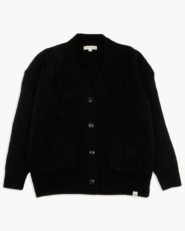 Merz B Schwanen Good Basics LOCG01 Merino Wool & Cashmere Oversized Cardigan - Deep Black Traditional Men's Country Traditional Men's Country