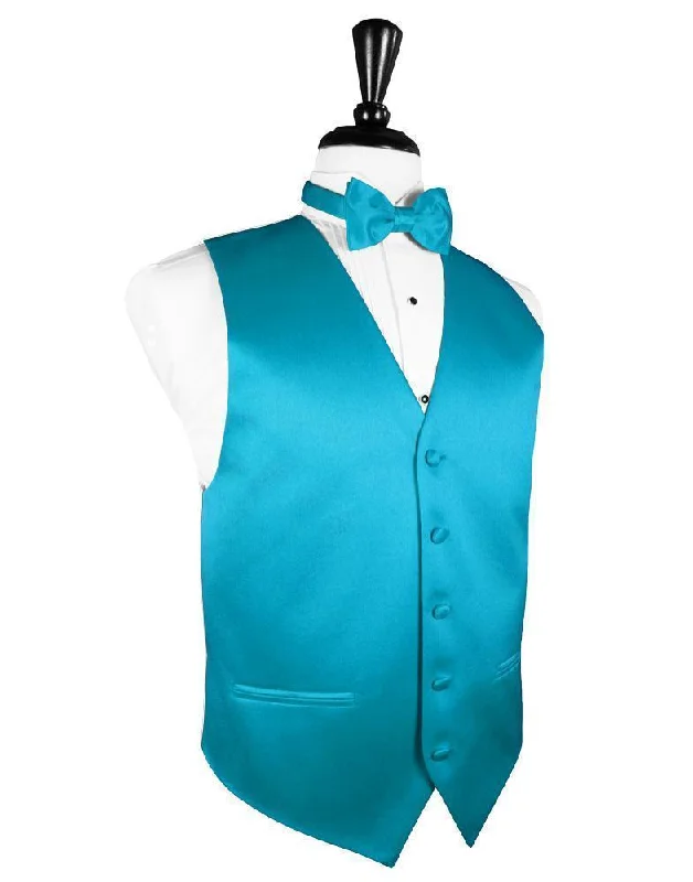 Turquoise Luxury Satin Tuxedo Vest Refined Men's Hand Refined Men's Hand