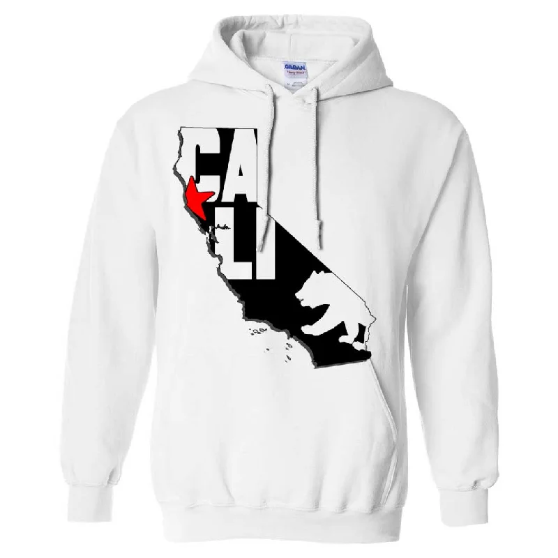 Cali Map Silhouette Outline Sweatshirt Hoodie Edgy Men's Punk Edgy Men's Punk