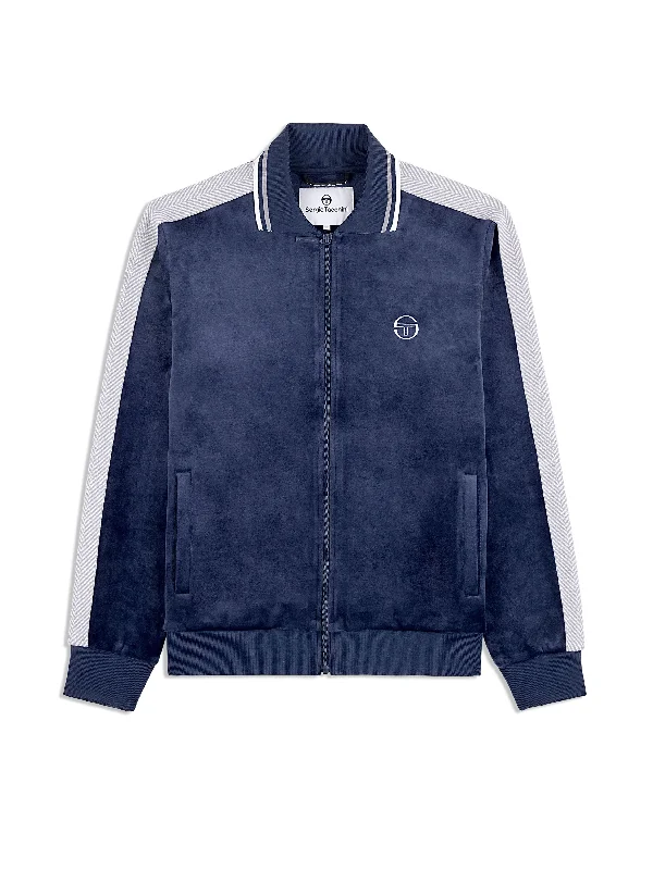 Maglia Velour Track Jacket- Maritime Blue Minimalist Men's Casual  Minimalist Men's Casual 