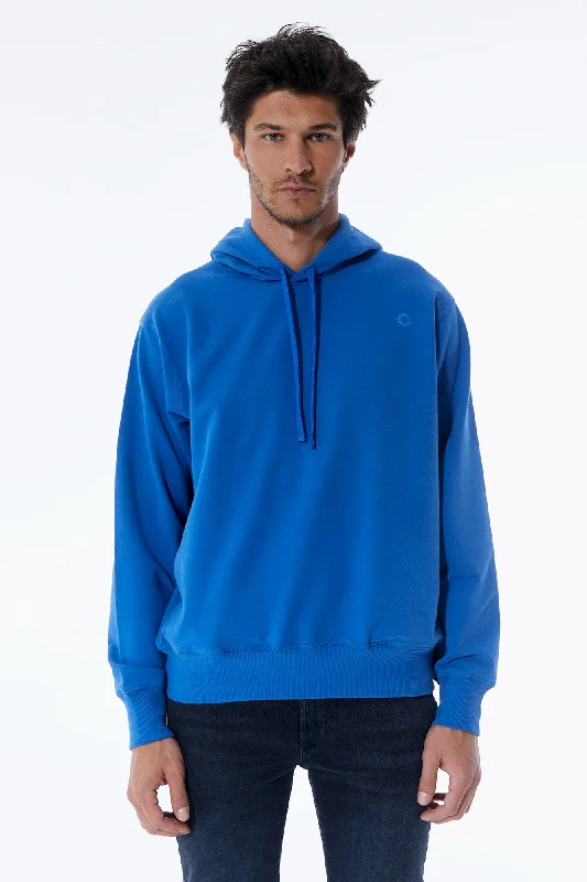 Tony Long Sleeve Hoodie Saks Blue Trendy Men's Bucket Trendy Men's Bucket