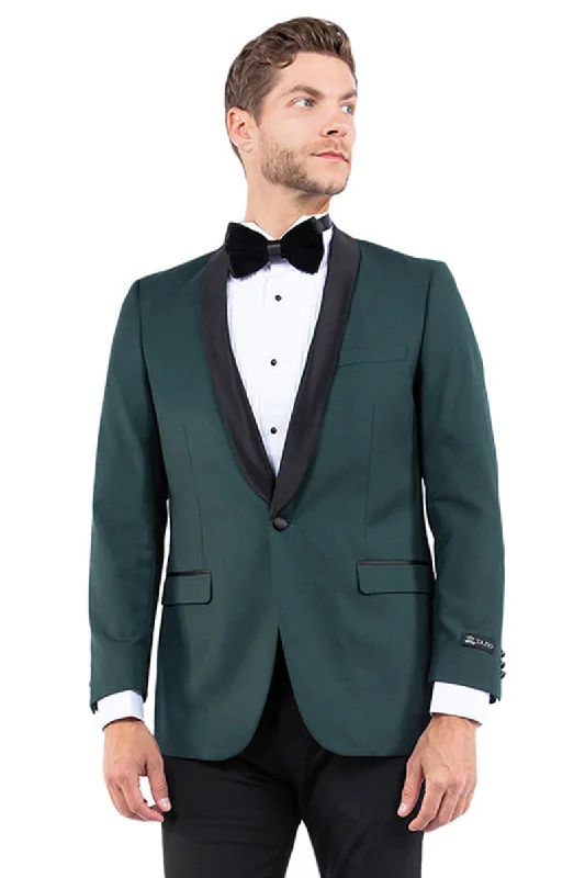 Men's One Button Shawl Lapel Dinner Jacket in Hunter Green & Black Dynamic Men's High Dynamic Men's High