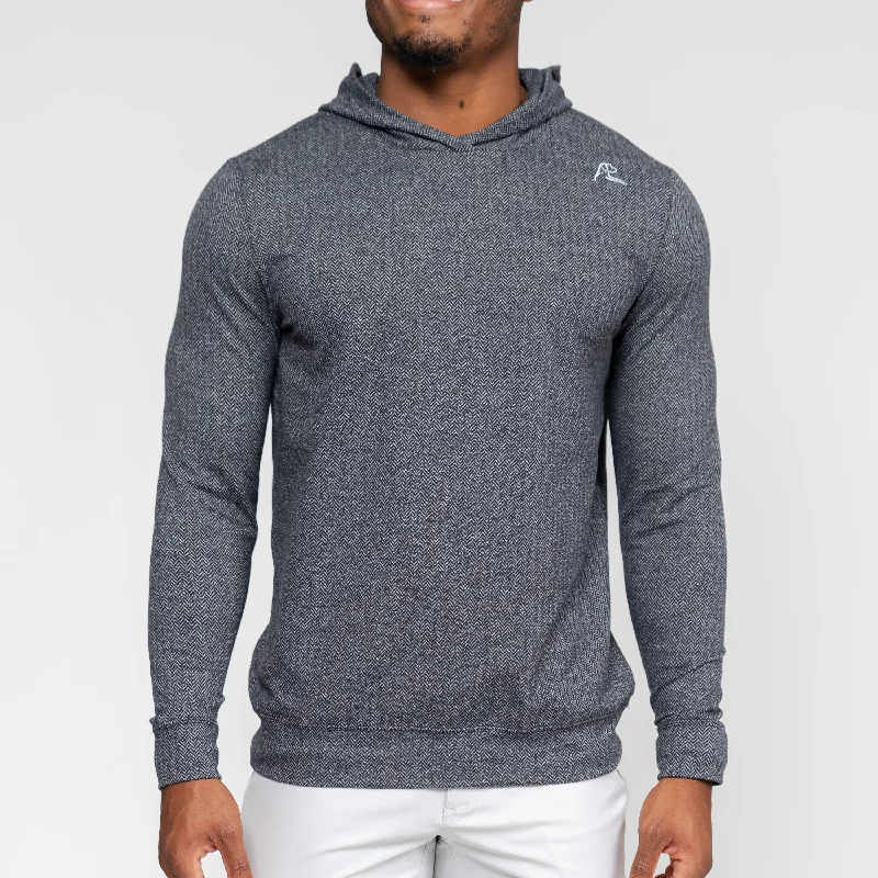 Hesi Performance Hoodie | Herringbone Jacquard - Black/White Elegant Men's Cashmere Elegant Men's Cashmere