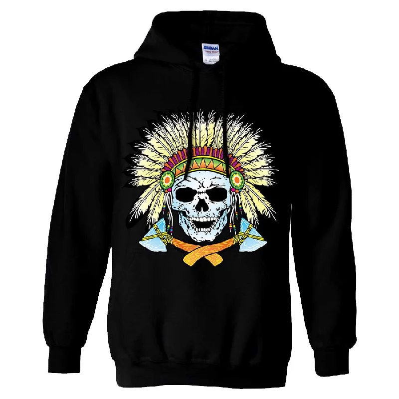 Native American Indian Skeleton Tomahawk Chief Sweatshirt Hoodie Dapper Men's Bow Dapper Men's Bow