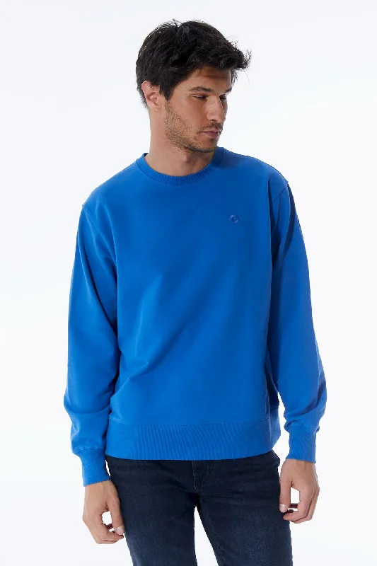 Tom Crew Neck Long Sleeve Sweatshirt Saks Blue Artistic Men's Hand Artistic Men's Hand