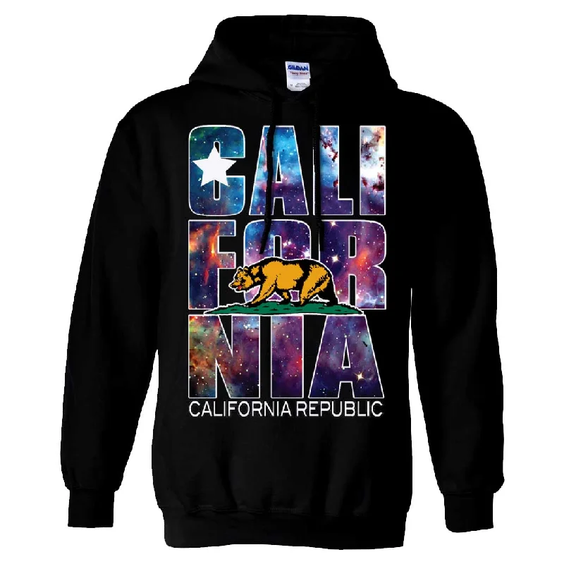 California Republic Cosmic State Flag Logo Design In Space Galaxy Sweatshirt Hoodie Masculine Men's  Masculine Men's 