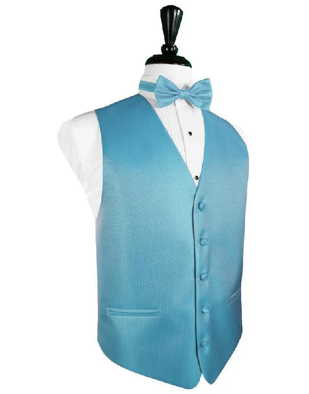 Blue Ice Herringbone Tuxedo Vest Trendy Men's Bucket Trendy Men's Bucket