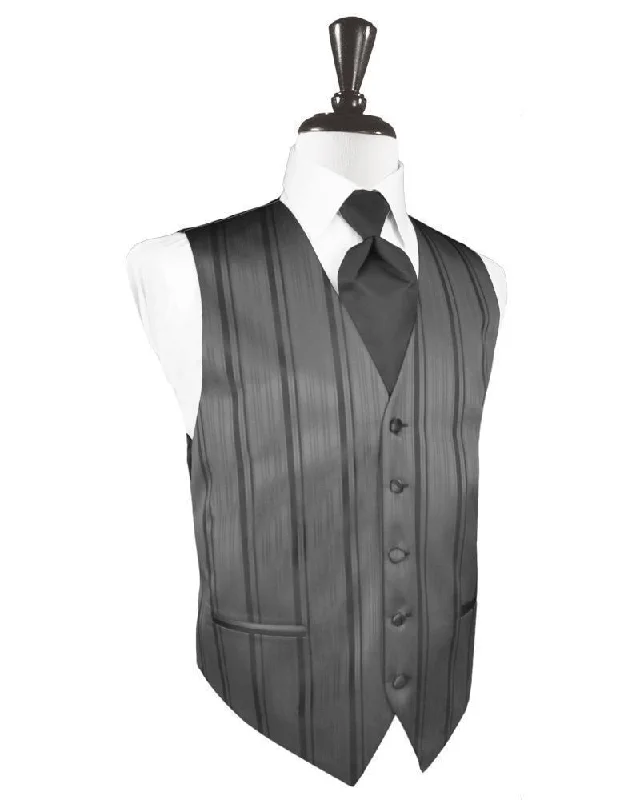 Charcoal Striped Satin Tuxedo Vest Street Street