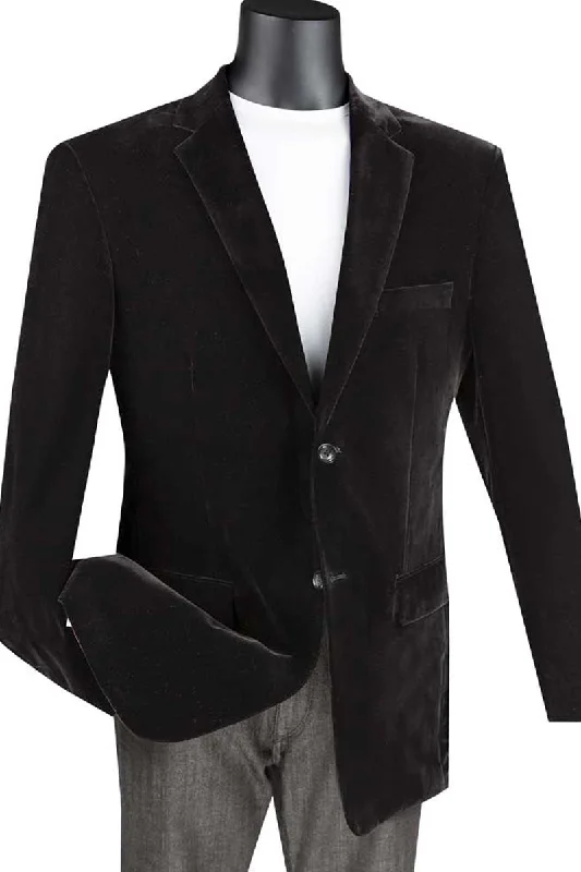 Mens 2 Button Regular Fit Velvet Blazer in Black Elegant Men's Cashmere Elegant Men's Cashmere