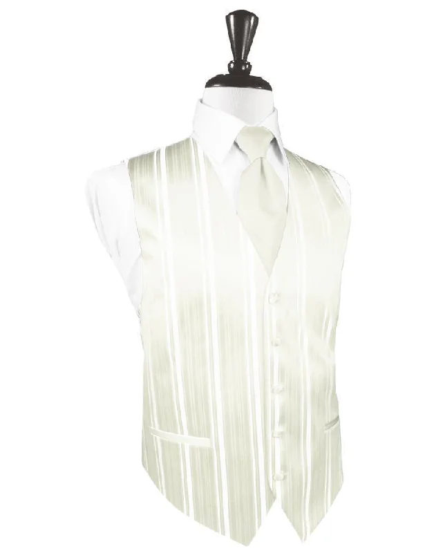 Ivory Striped Satin Tuxedo Vest Casual Men's Loose Casual Men's Loose