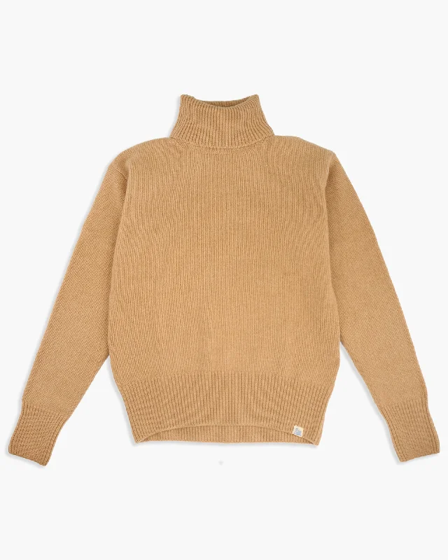 Merz B Schwanen Good Basics LOCT01 Merino Wool & Cashmere Relaxed Turtleneck Pullover - Toffee Athletic Men's High Athletic Men's High