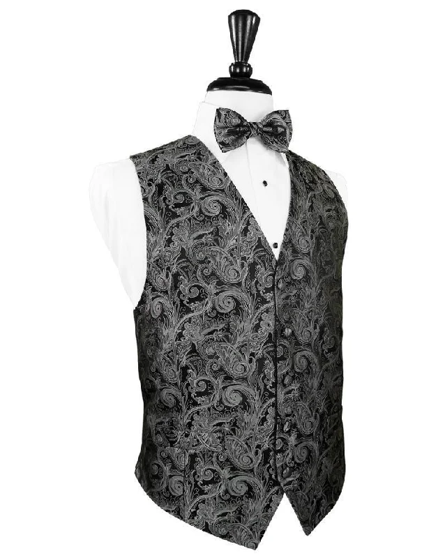 Silver Tapestry Silk Tuxedo Vest Athletic Men's High Athletic Men's High