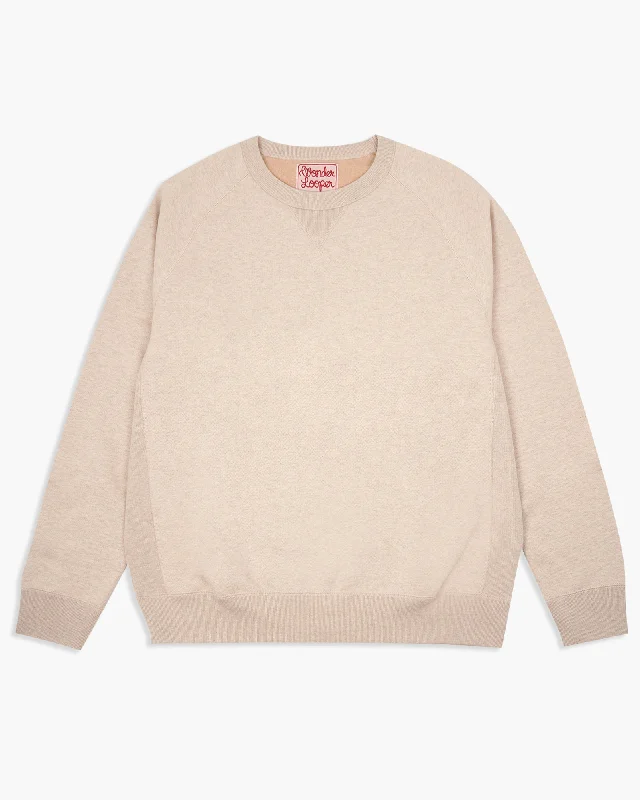 Wonder Looper Fleeced Foxfibre® Pullover Crew Neck - Oatmeal Refined Men's Classic  Refined Men's Classic 