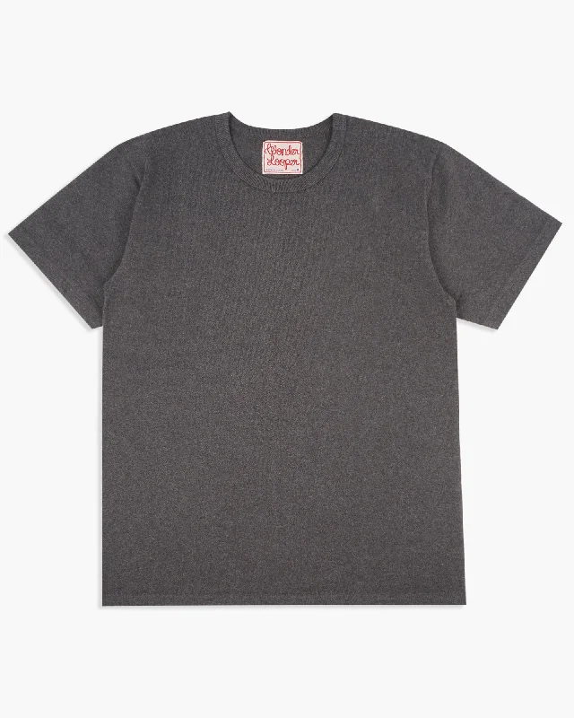 Wonder Looper 409gsm Double Heavyweight T Shirt - Charcoal Laid Laid