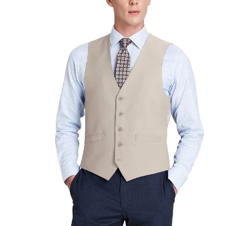 Renoir 201-3 Men's Classic Fit Suit Separate Vest - Beige Dapper Men's Bow Dapper Men's Bow