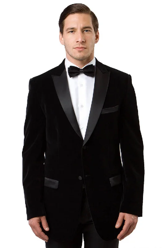 Men's Two Button Velvet Tuxedo Dinner Jacket in Black Relaxed Men's Beach Relaxed Men's Beach