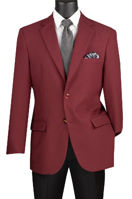 Mens Classic Fit Poplin Club Sport Coat Blazer in Burgundy Sporty Men's Athleisure  Sporty Men's Athleisure 