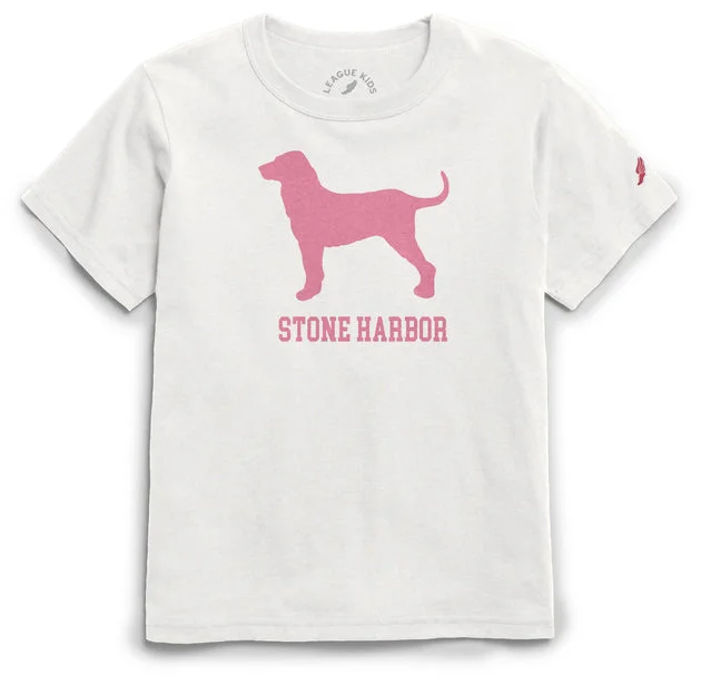 Kids Stone Harbor Pink Dog Tumble Tee - White Practical Men's Quick Practical Men's Quick