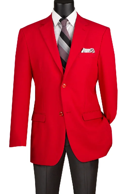 Mens Classic Fit Poplin Club Sport Coat Blazer in Red Classic Men's Pin Classic Men's Pin