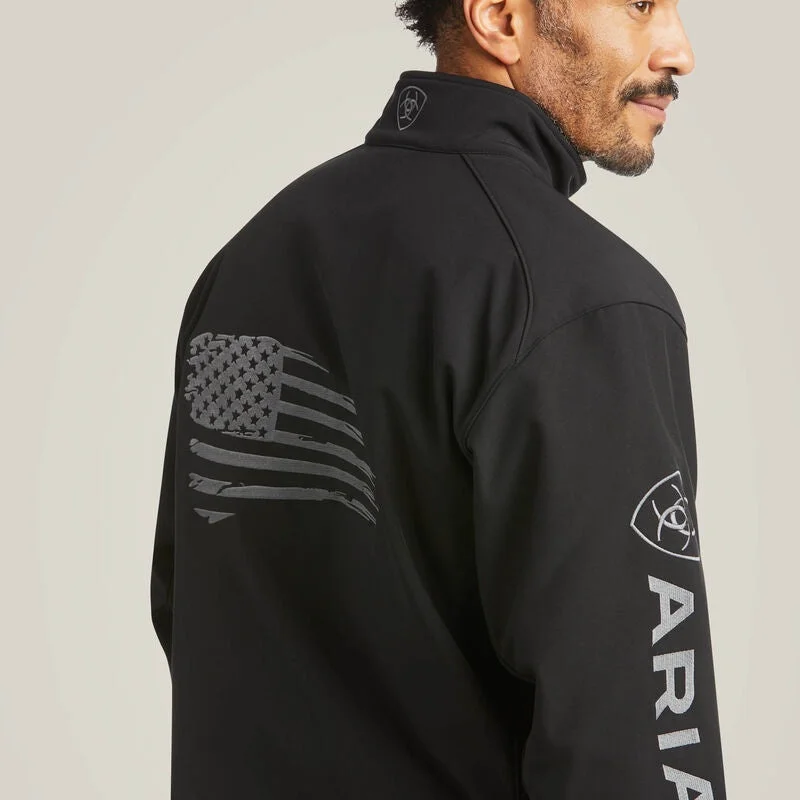 MENS ARIAT LOGO 2.0 PATRIOT SOFTSHELL JACKET BLACK Youthful Men's Pop Youthful Men's Pop