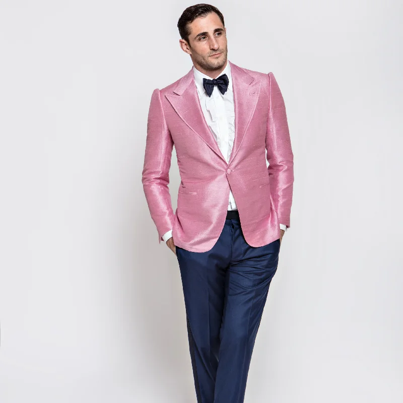 Dupioni Silk Blush Peak Lapel Jacket Vacation Vacation