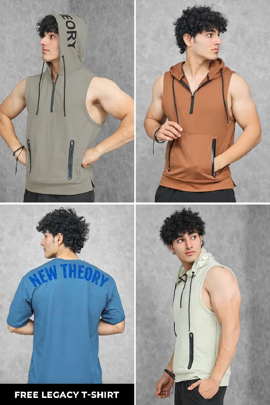 Athletic Training Sleeveless Hoodie Combo - Earthy Color 1st Sleek Men's Contemporary  Sleek Men's Contemporary 