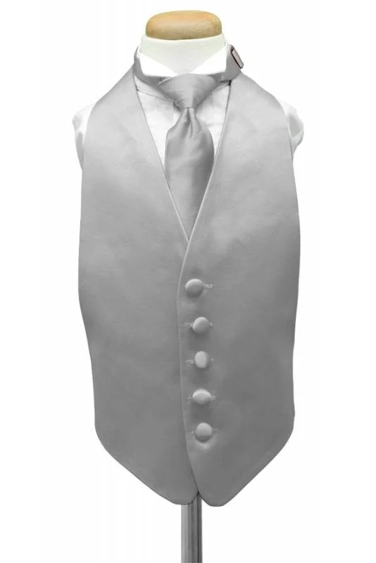 Platinum Luxury Satin Kids Tuxedo Vest Monochromatic All Monochromatic All