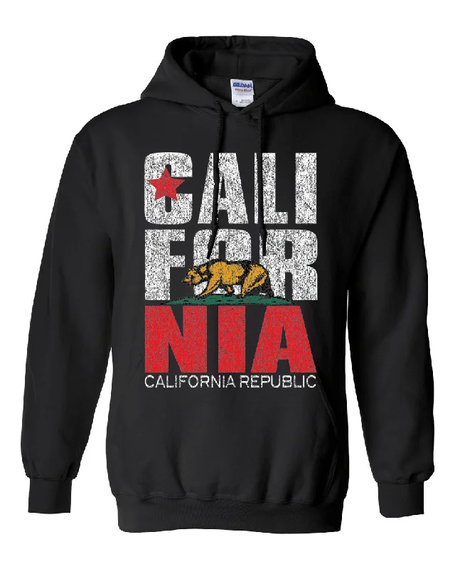 California Flag Retro Bold Text Sweatshirt Hoodie Traditional Men's Wool Traditional Men's Wool