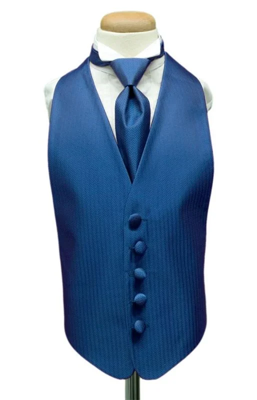 Sapphire Herringbone Kids Tuxedo Vest Hip Men's Retro Hip Men's Retro