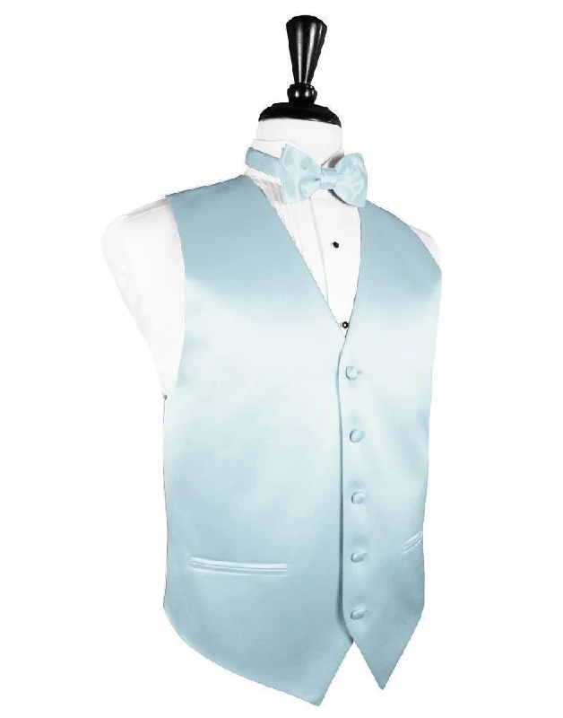 Light Blue Luxury Satin Tuxedo Vest Sleek Men's Contemporary  Sleek Men's Contemporary 