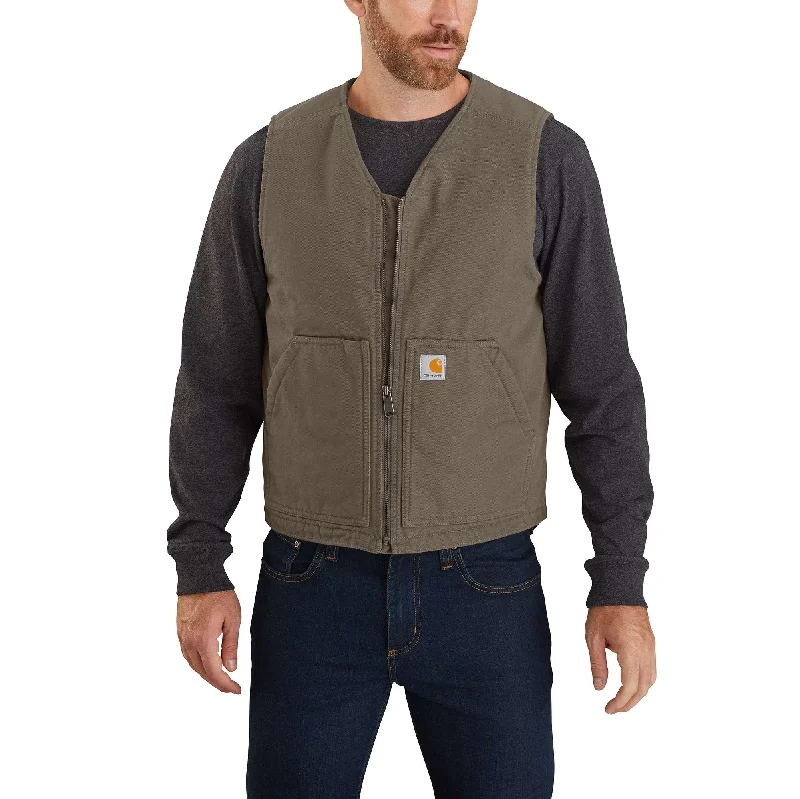 Relaxed Fit Washed Duck Sherpa-Lined Vest British Gentleman Style British Gentleman Style