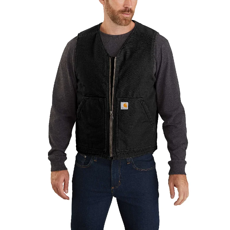 Relaxed Fit Washed Duck Sherpa-Lined Vest Sophisticated Men's French Sophisticated Men's French