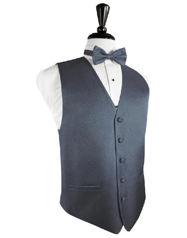 Desert Blue Herringbone Tuxedo Vest Trendy Men's Scandinavian Trendy Men's Scandinavian