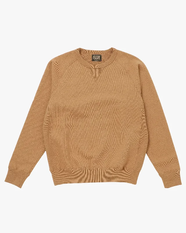 Wonder Looper 825gsm Double Heavyweight French Terry Foxfibre® Pullover Crew Neck - Coyote 80 Monochromatic Office Style Monochromatic Office Style