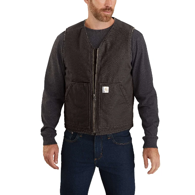 Relaxed Fit Washed Duck Sherpa-Lined Vest Sporty Men's Athleisure  Sporty Men's Athleisure 