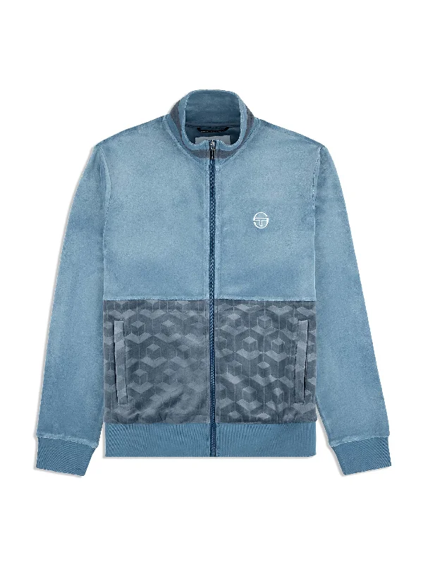 Foggia Velour Debossed Track Jacket- Coronet Blue Traditional Men's Country Traditional Men's Country