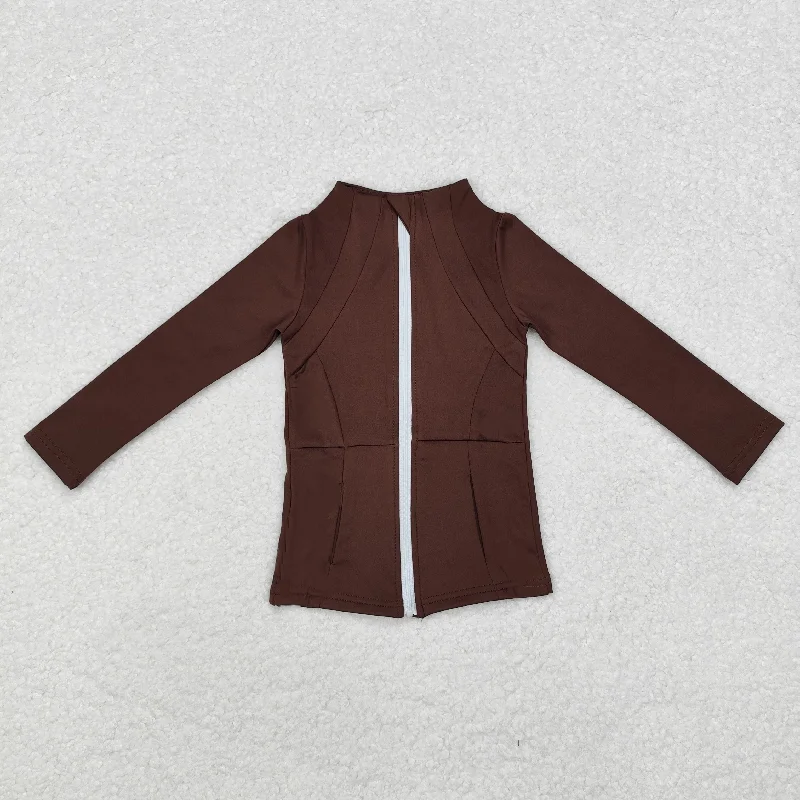 GT0678 Brown yoga jacket with long sleeves and zippers Modern Men's Geometric Modern Men's Geometric