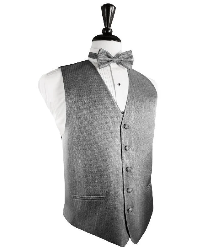 Silver Herringbone Tuxedo Vest Street Street